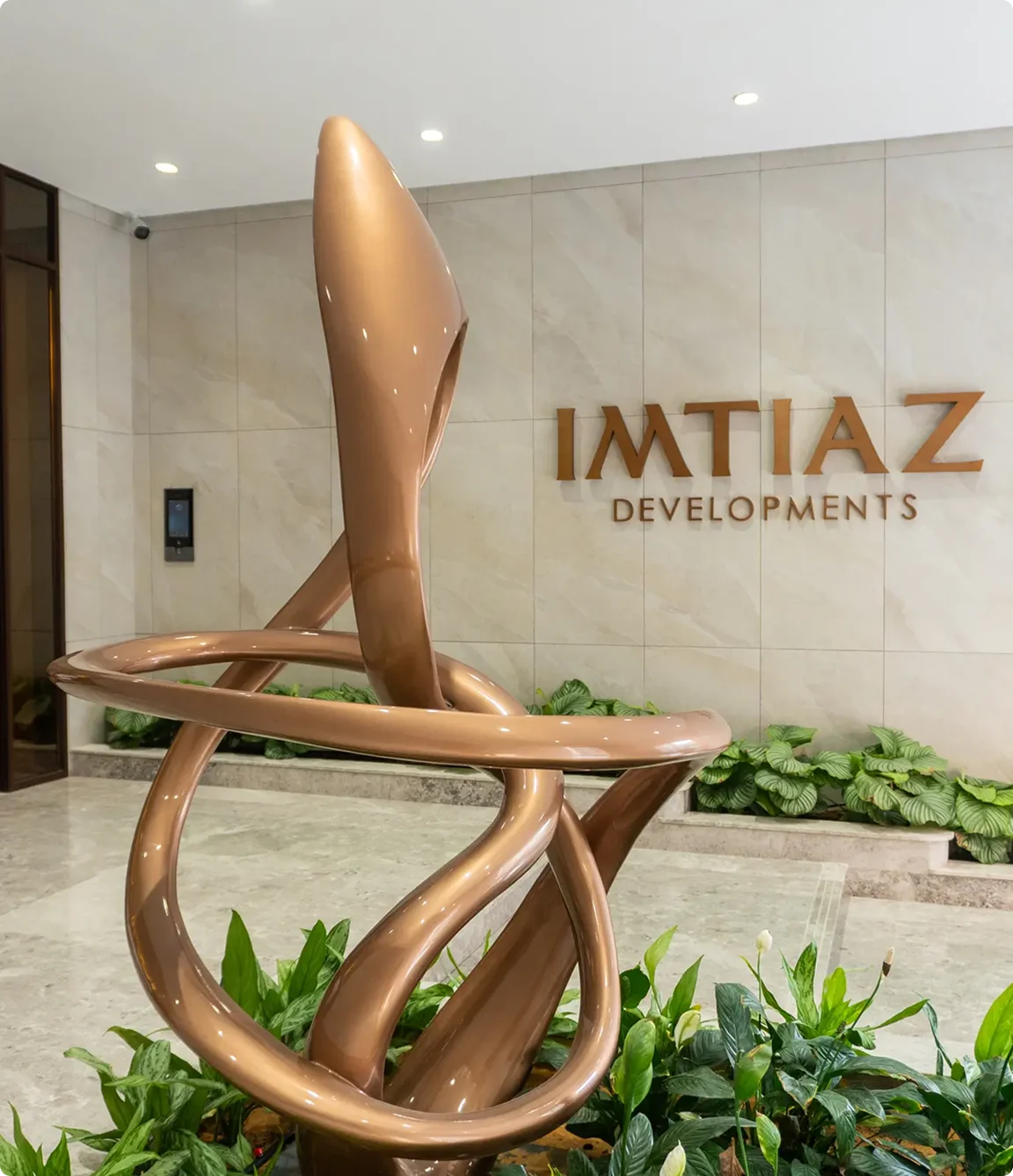 Chrome character sculpture