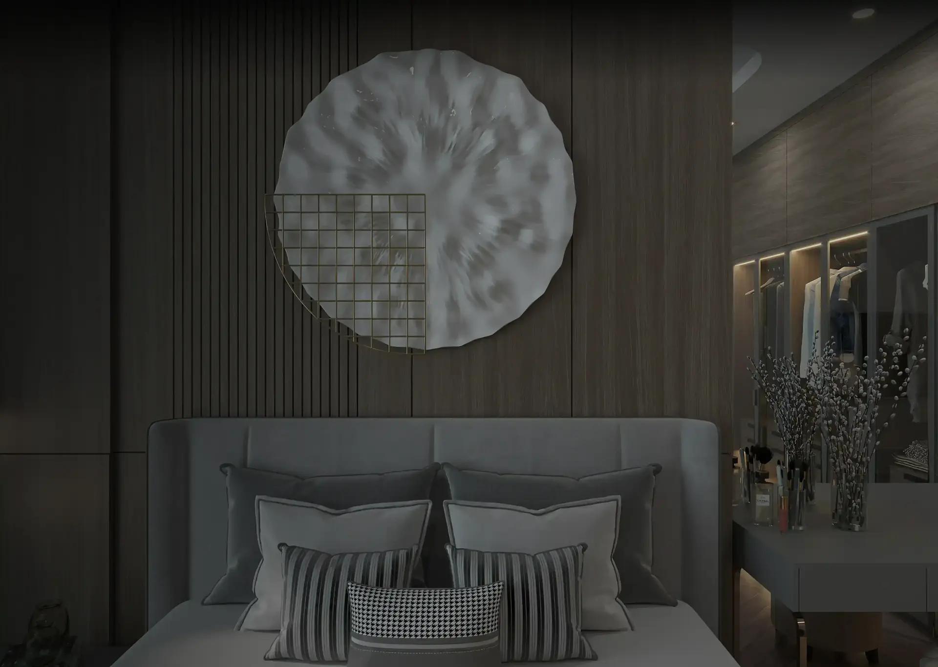 Contemporary art piece in minimalist setting